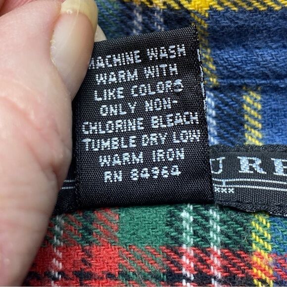 Structure Plaid Ted, Green, Blue and Yellow Flannel Button Down Shirt Size L - Picture 4 of 10